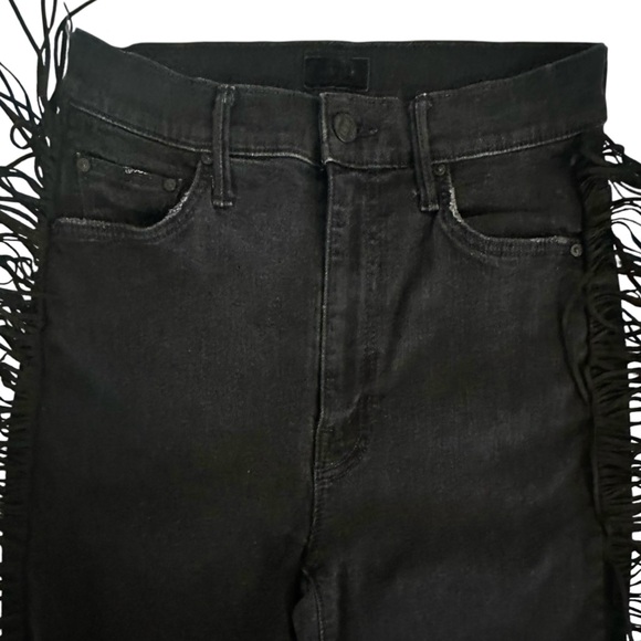 Mother Jeans 26 (S) Swooner Ankle Fringe Black Denim - Picture 3 of 12